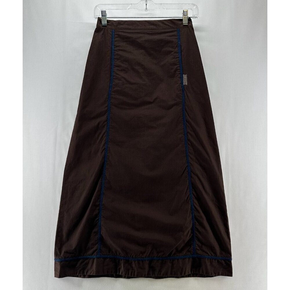 Blue Willis Skirt Size 34 Pencil Straight Maxi Twill Cotton Brown